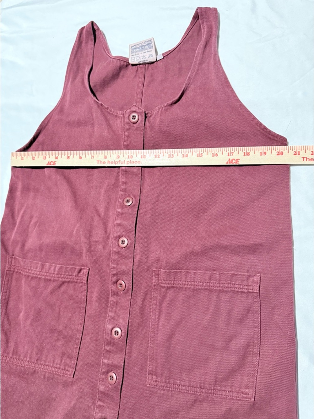 Jungmaven Hemp Organic Cotton Button Front Pinafore Jumper Dress Burgundy Large - Picture 4 of 6